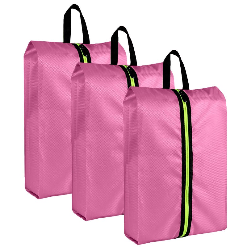 Eopres Shoe Bags for Travel - Set of 3 Pack Large Capacity Oxford Fabric Shoe Bags, Multi-Functional Dust-Proof and Waterproof Men & Women Travel Shoe Bag (Pink) - Image 1