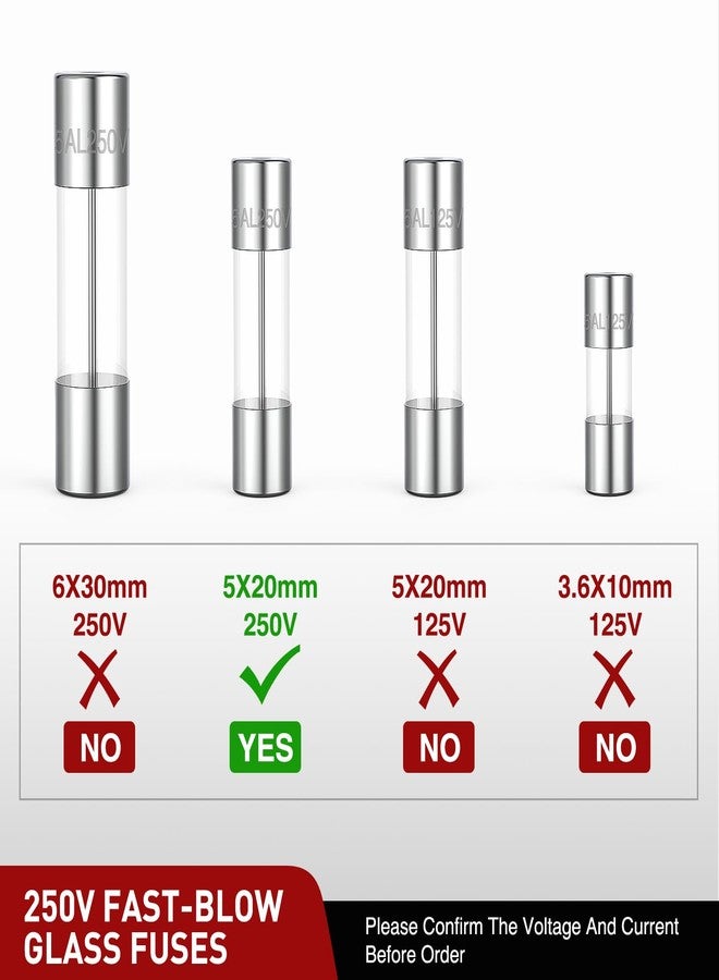 Nilight 150PCS Fast Blow Glass Fuses with 10PCS 5x20mm Inline Holder Screw Type16AWG 250V 0.1A 0.2A 0.25A 0.5A 1A 1.5A 2A 3A 4A 5A 8A 10A 12A 15A 20A Tube Fuse Assortment - Image 2