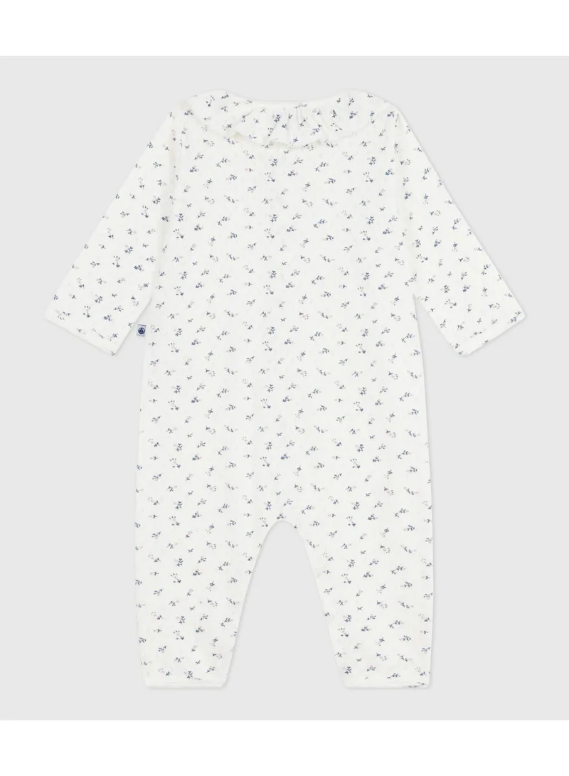 Petit Bateau Babies' footless openwork floral-print cotton pyjama suit