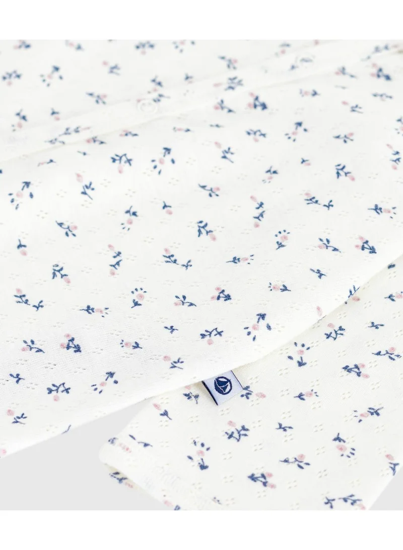 Petit Bateau Babies' footless openwork floral-print cotton pyjama suit