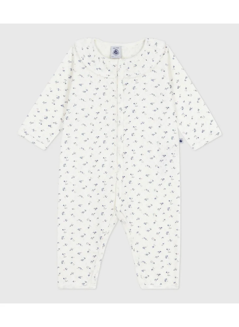 Petit Bateau Babies' footless openwork floral-print cotton pyjama suit