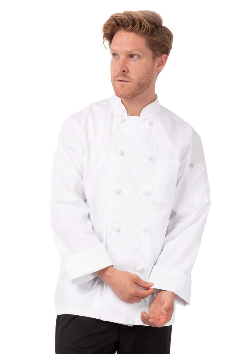Chef Works معطف شيف ووركس للرجال بوردو، أبيض، كبير - Image 5