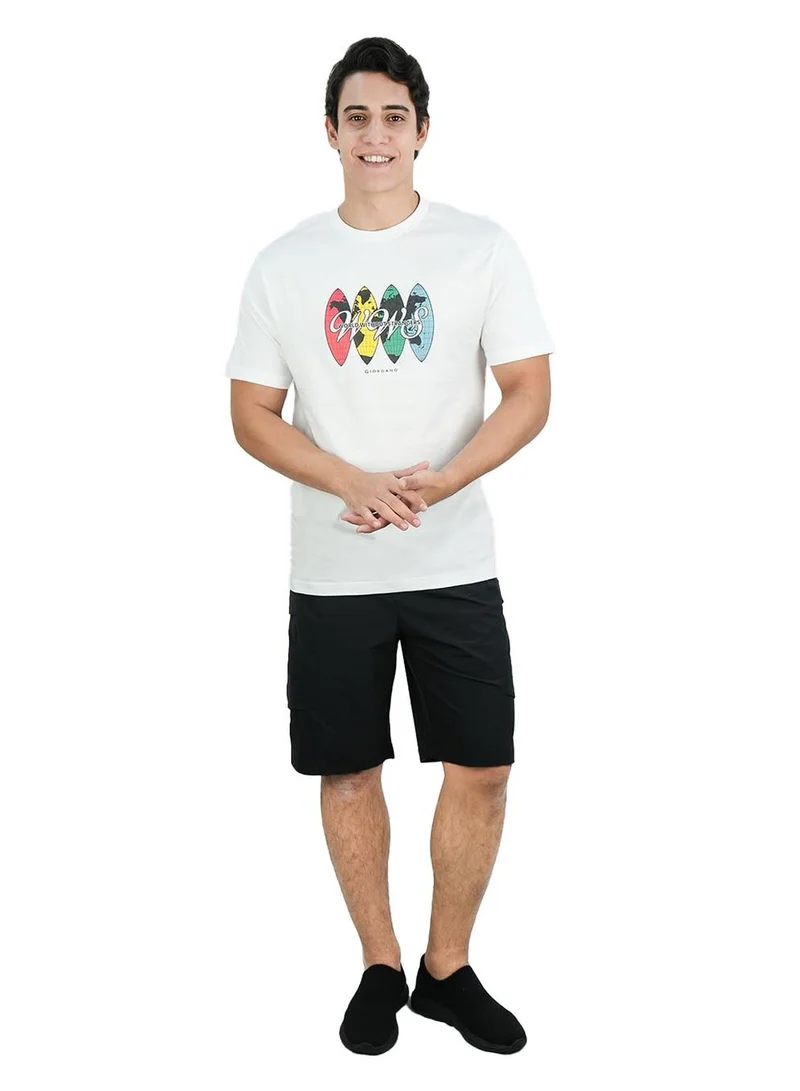 GIORDANO  Men's Slim Fit Cotton Jersey Crew Neck Print Tee | WWS Graphic for Men | Best Price UAE