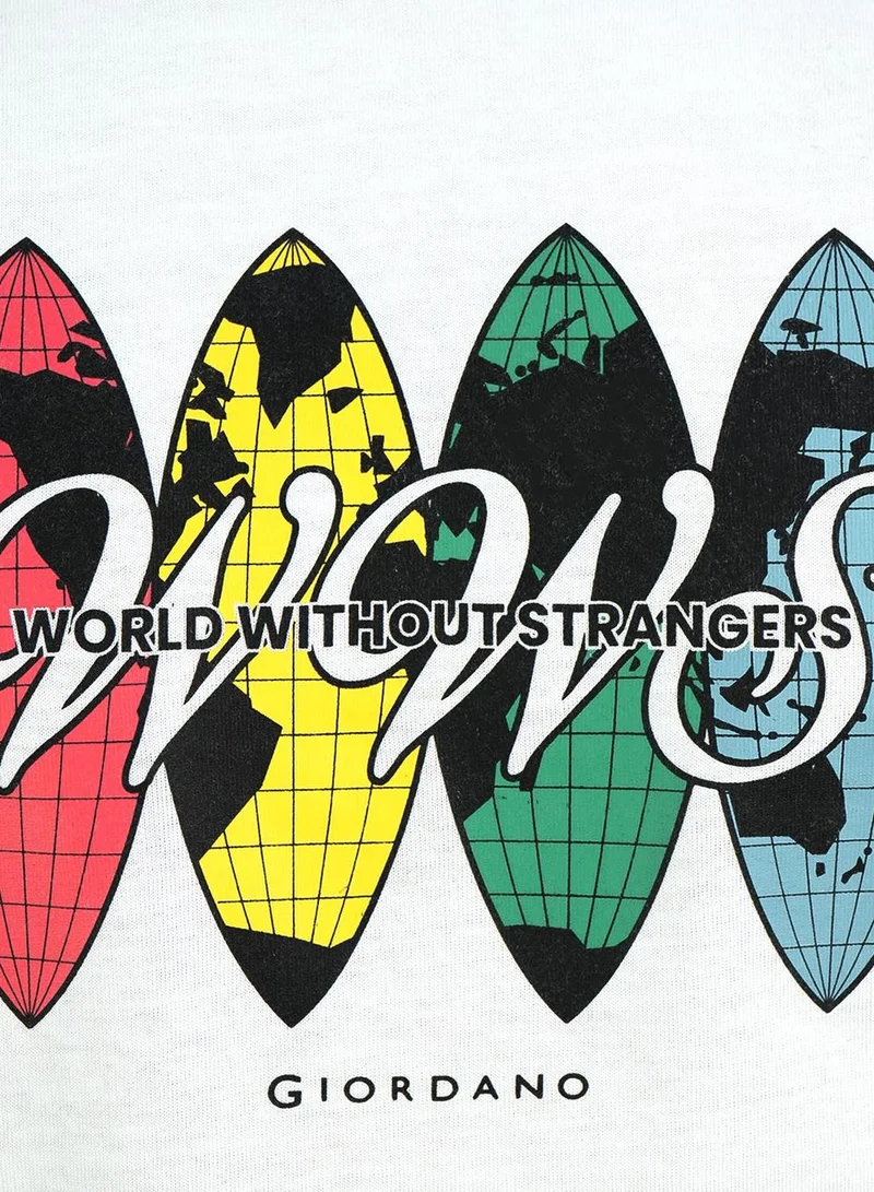 GIORDANO  Men's Slim Fit Cotton Jersey Crew Neck Print Tee | WWS Graphic for Men | Best Price UAE