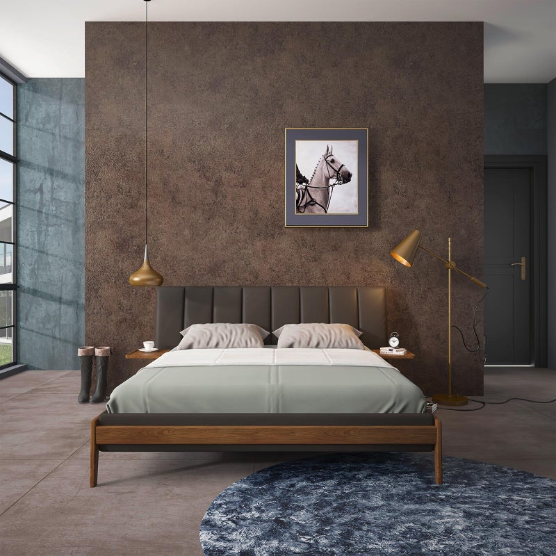 TOTIO Stained Dark Brown Concrete Contact Paper Vintage Metallic Industrial Style Wallpaper Peel and Stick 16x354inch Air Guide Slot Design Matte Thickened Self-Adhesive Waterproof Furniture Sticker - Image 1