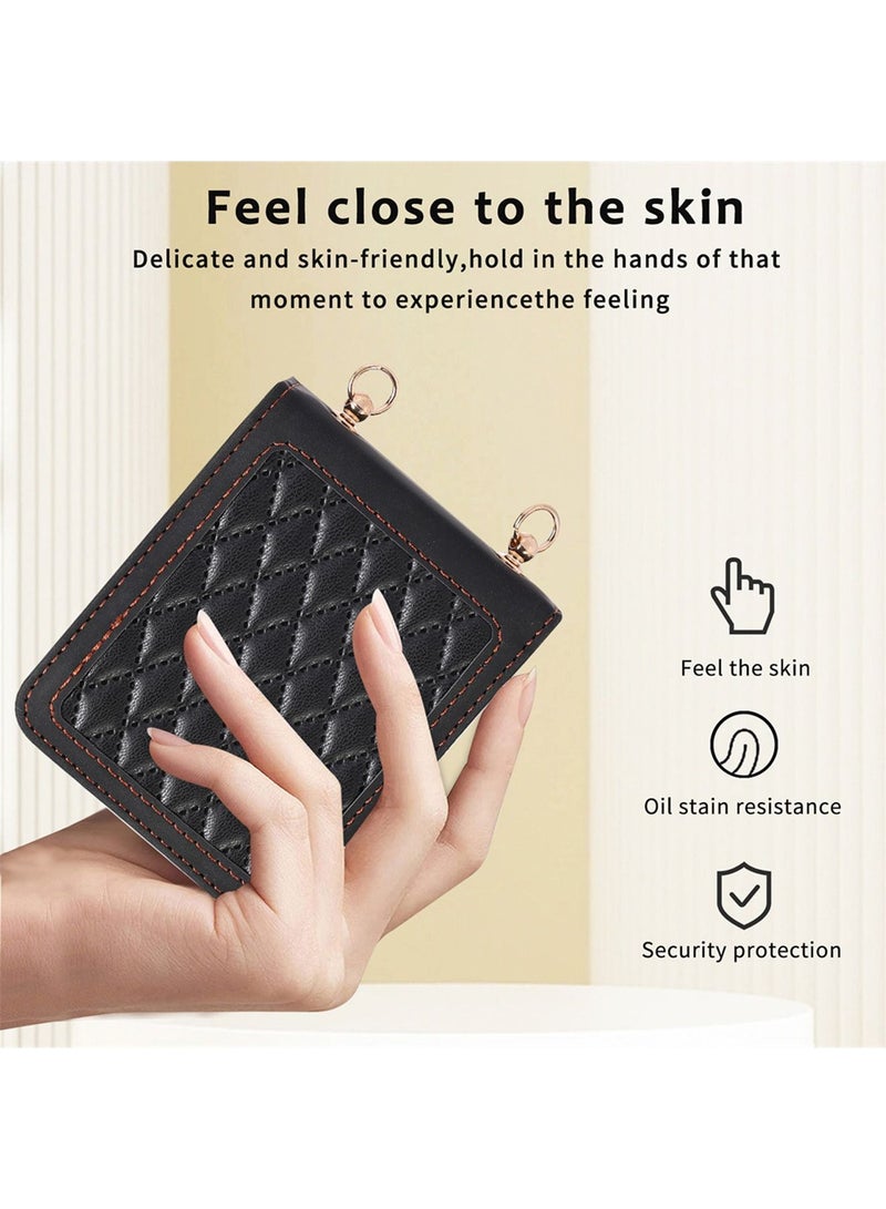 Samsung Galaxy Z Flip 5 5G Phone Case Cover Luxury Shockproof PU Leather Protective Anti-drop anti-scratch Anti-lose Fashion Crossbody Gift for Women Ladies - Image 2
