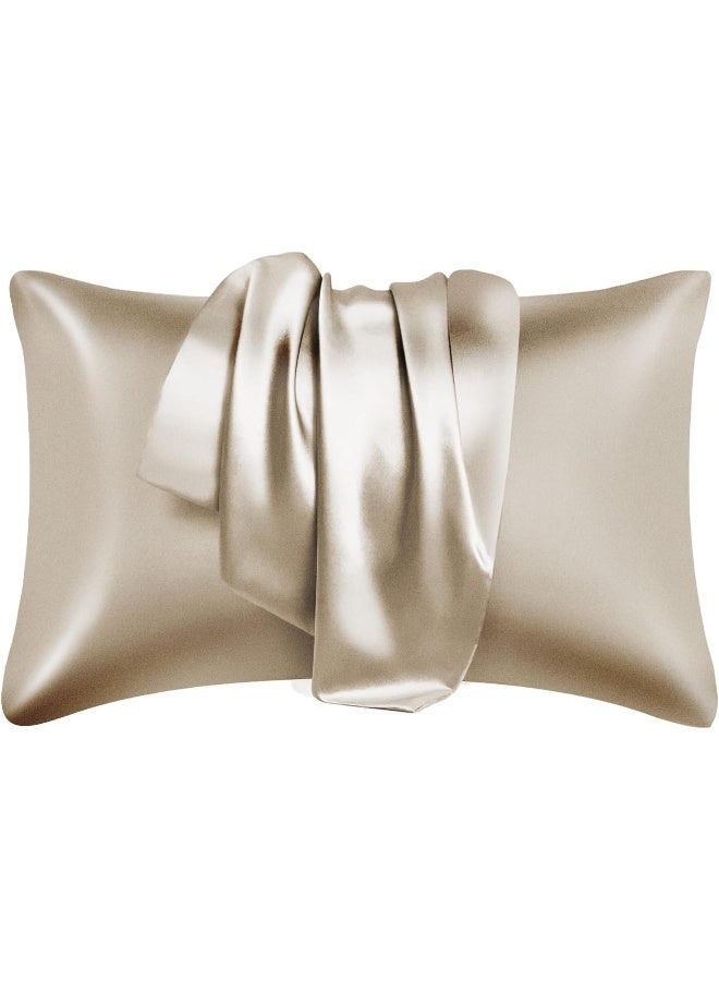 KILVMHFM Silk Pillowcase for Hair and Skin, 22 Momme 100% Mulberry Silk Pillow Cases with Hidden Zipper, Natural Silk Satin Pillow Covers Gifts for Women Men (Champagne, Queen (U.S. Standard))  - Image 1