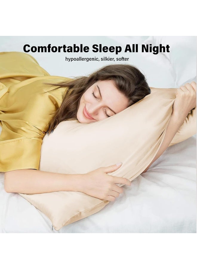 KILVMHFM Silk Pillowcase for Hair and Skin, 22 Momme 100% Mulberry Silk Pillow Cases with Hidden Zipper, Natural Silk Satin Pillow Covers Gifts for Women Men (Champagne, Queen (U.S. Standard))  - Image 4