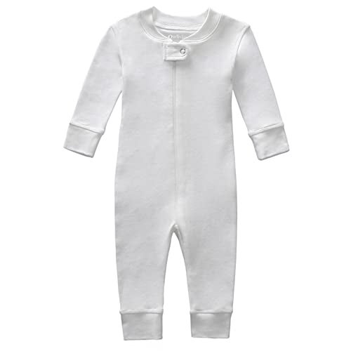 Owlivia Organic Cotton Baby Boy Girl Zip up Sleep N Play, Footless, Long Sleeve(6-12 Months, Ivory White) - Image 1
