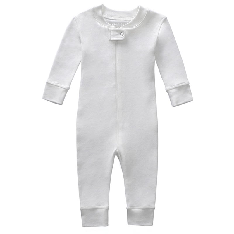 Owlivia Organic Cotton Baby Boy Girl Zip up Sleep N Play, Footless, Long Sleeve(6-12 Months, Ivory White) - Image 4