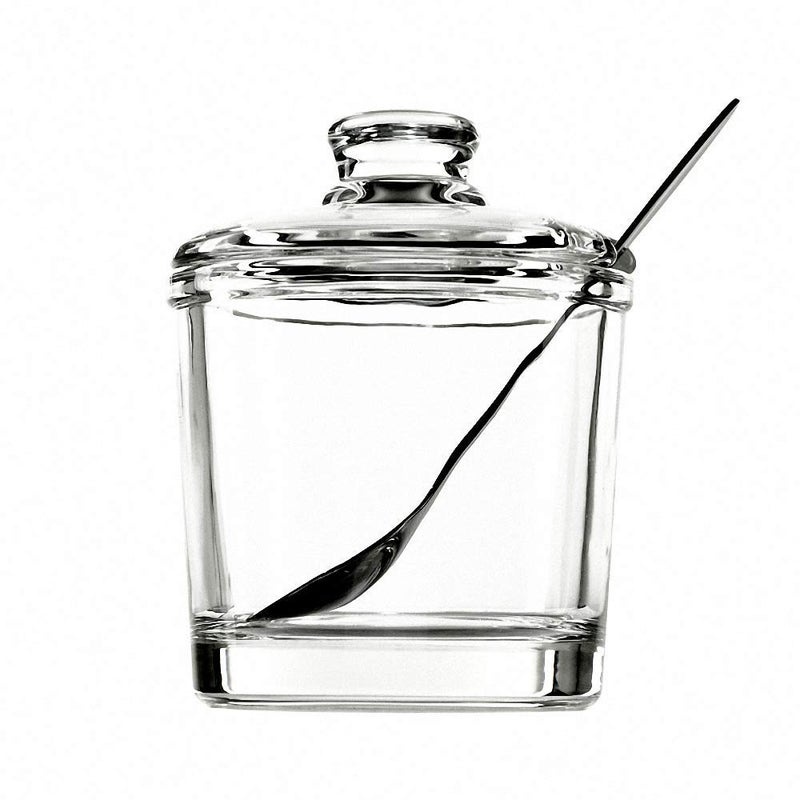 Telotela 1 Piece Classic Clear Glass Sugar Bowl with Lid Serving Spoon Salt Pot Pepper Storage Jar Seasoning Pot Dispenser Container Sugar Box Condiment Spice Racks Holder for Home Kitchen - Image 1