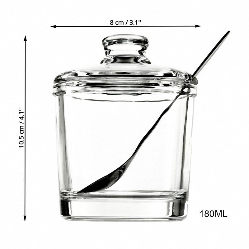 Telotela 1 Piece Classic Clear Glass Sugar Bowl with Lid Serving Spoon Salt Pot Pepper Storage Jar Seasoning Pot Dispenser Container Sugar Box Condiment Spice Racks Holder for Home Kitchen - Image 2