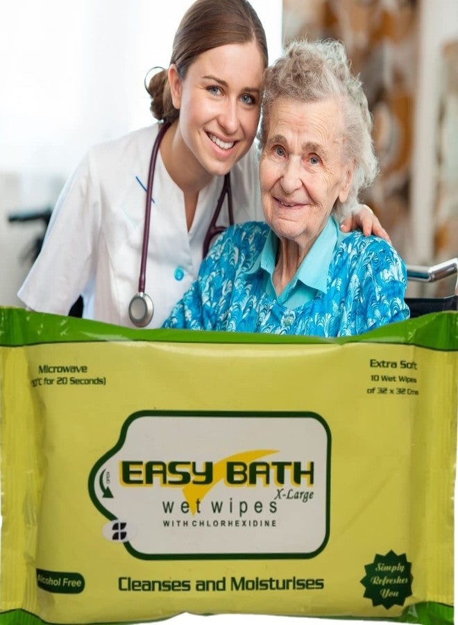 JOMED Easy Bath Wet Wipes | Soft Bed Bath Wipes | 10 XLarge Wipes/Pack (32 x 32 cm) - 7 PKT - Image 1