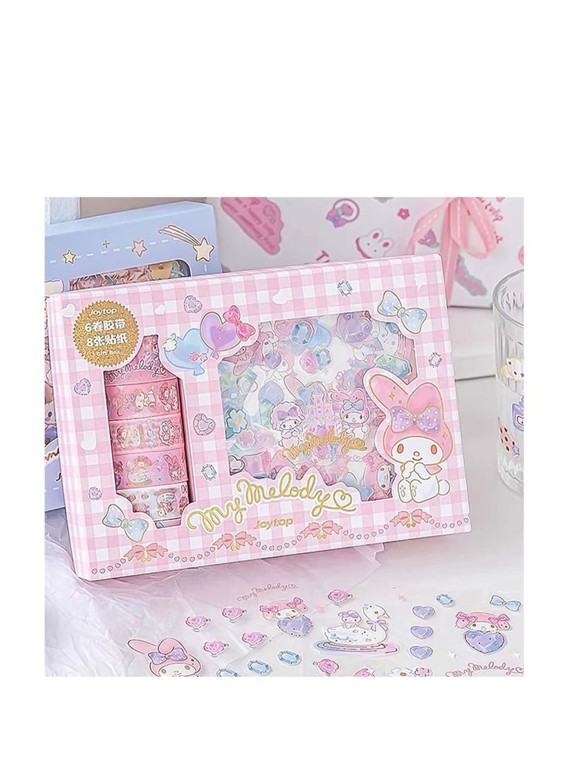SYOSI Cute Washi Tape Set, 6 Rolls + 8 PCS Kawaii Animals Gold Foil Decorative Masking Tape for Journaling, Scrapbooking, Kids DIY Crafts, Aesthetic Supplies, Planners, Bullet Journal  - Image 2
