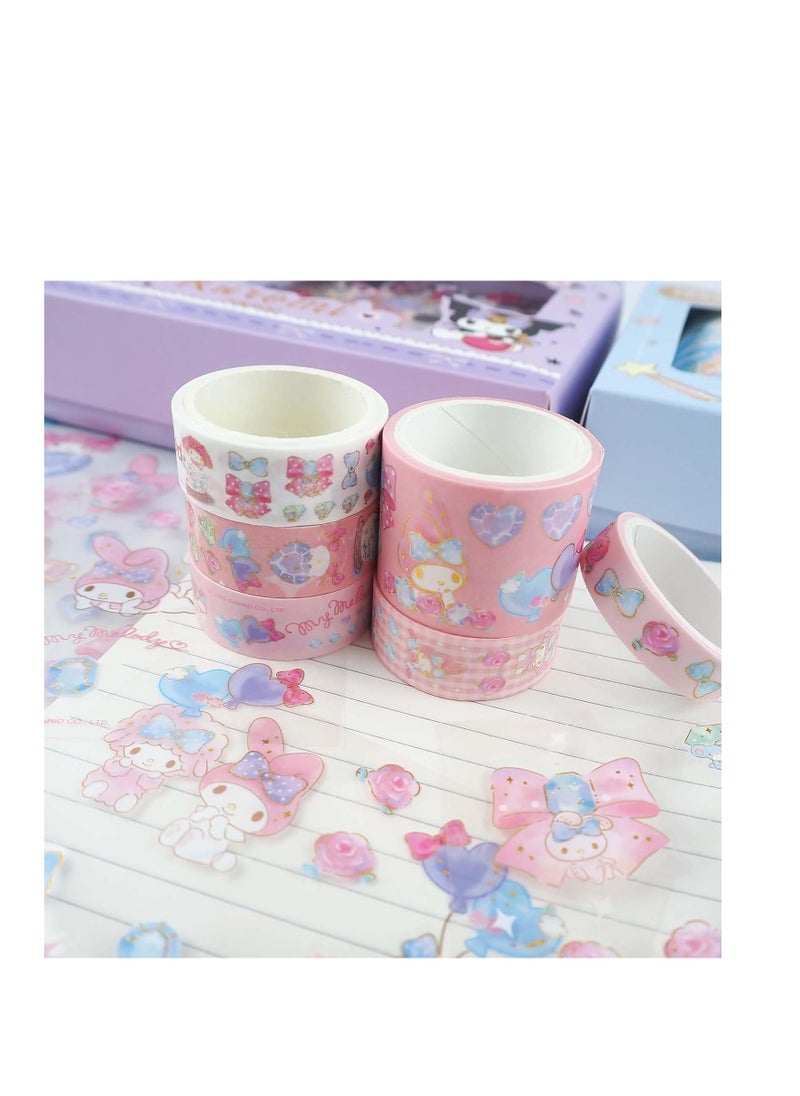SYOSI Cute Washi Tape Set, 6 Rolls + 8 PCS Kawaii Animals Gold Foil Decorative Masking Tape for Journaling, Scrapbooking, Kids DIY Crafts, Aesthetic Supplies, Planners, Bullet Journal  - Image 5