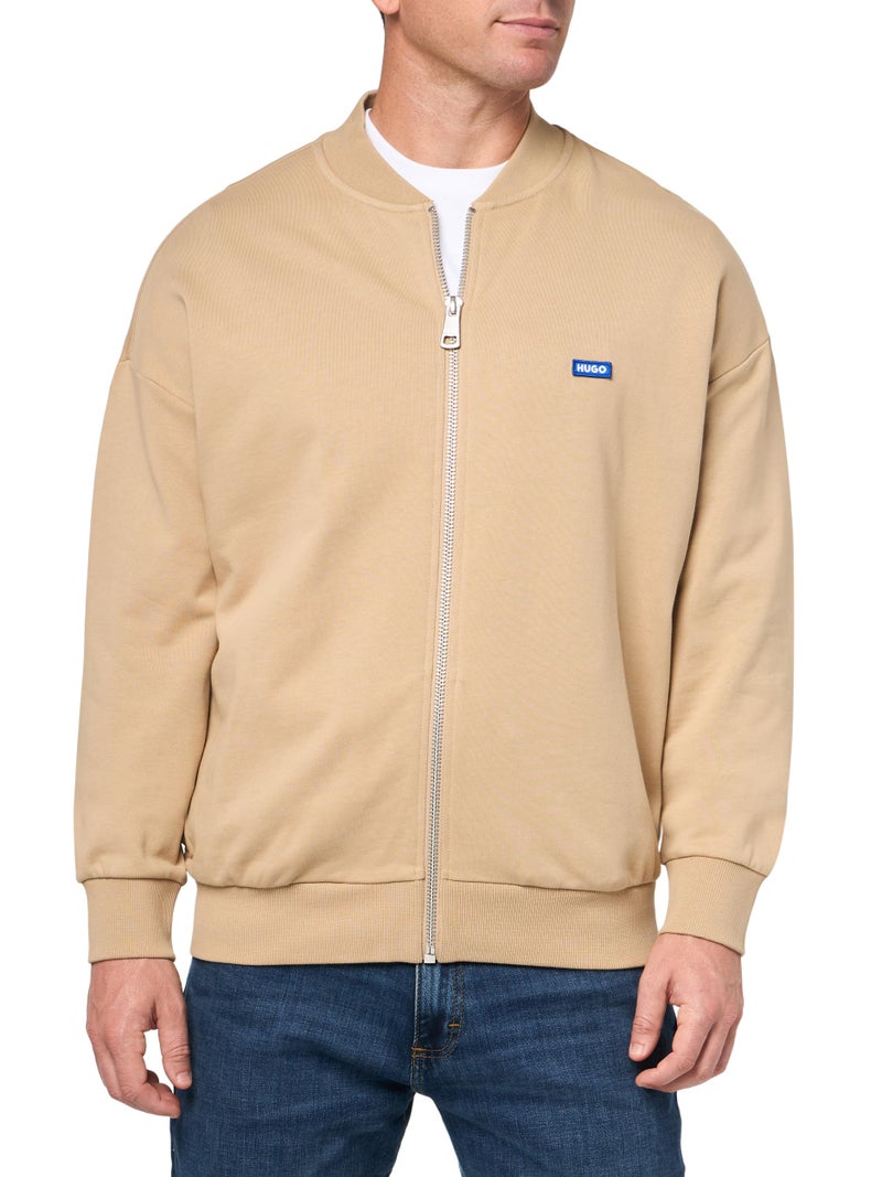 HUGO Twill French Terry Zip Up Bomber Sweatshirt dunes XL