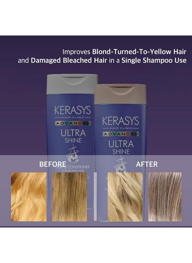 Kerasys - Advanced Keratin Ceramide Ampoule Clinic For Blonde Hair Ultra Shine Purple 6.7 Fl Oz / 200 Ml (Shampoo + Conditioner Set) - Image 1