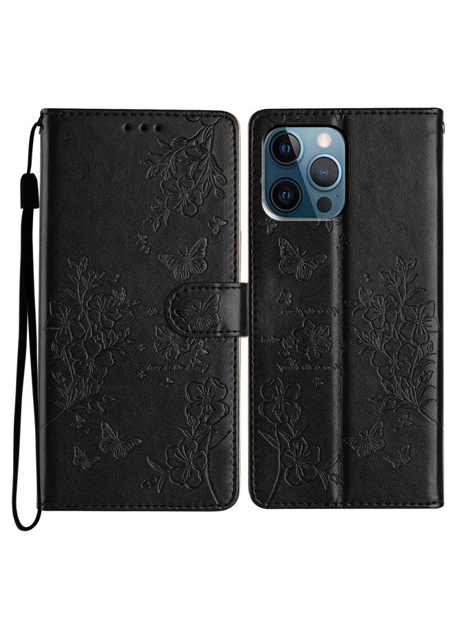 Zaboon Case For iPhone 12 Pro Max Butterflies and Flowers Leather Phone Case - Image 1