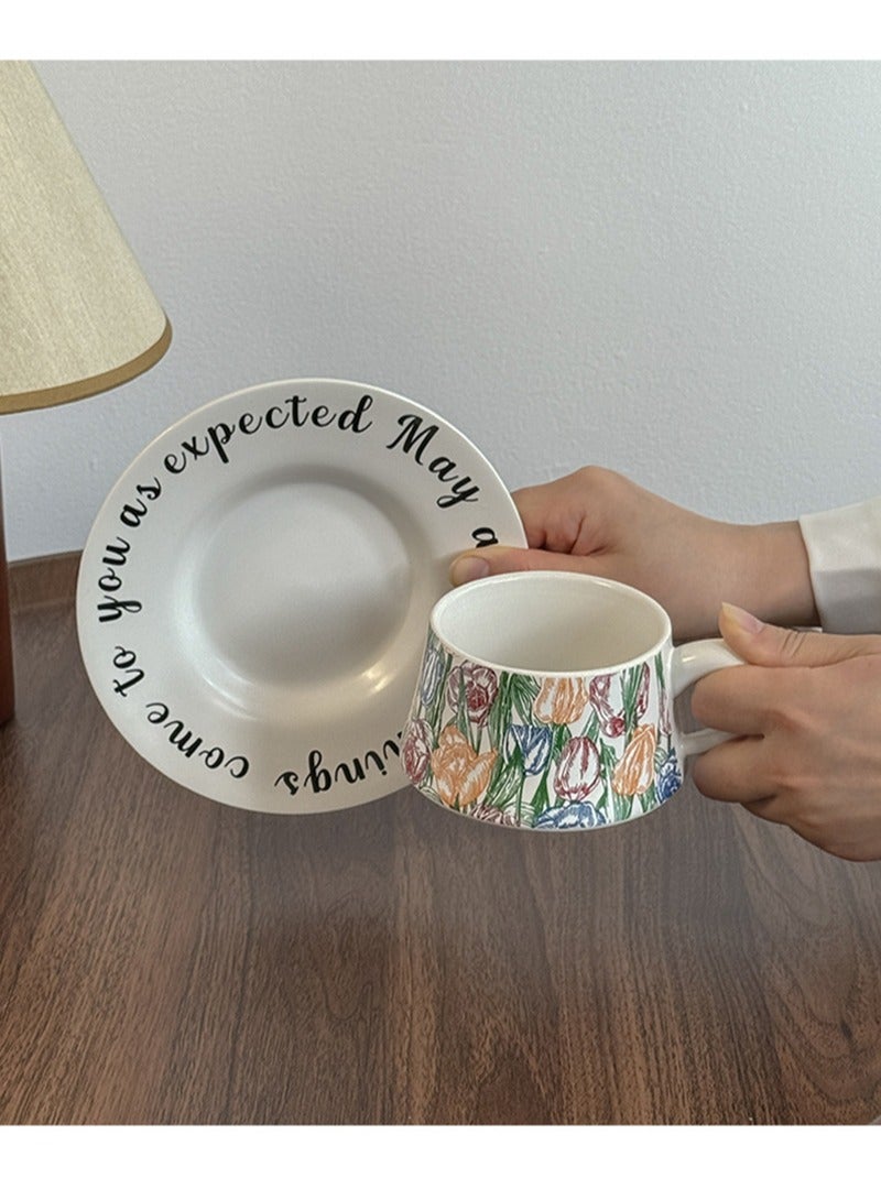 Aikanbo Ceramic Coffee Cup and Saucer Gift Box Set，Vintage Floral Design，Perfect for Espresso，Tea or Coffee Lovers， Gift Boxed for Home，Office or Special Occasion (Tulip) - Image 5