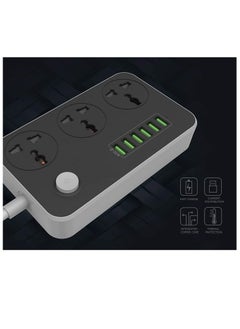 Generic Universal Power Strips 3 Way Outlets 6 USB Plug Ports Surge Protection Power Socket Switch with Wall mount Fast Charging with Fuse and Shutter Extension Lead  - Image 2