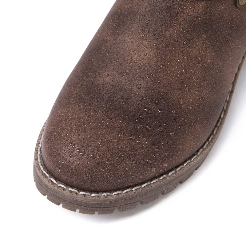 GLOBALWIN Women's Mid Calf Dress Boots Biker Motorcycle Riding Boots Women For Women Brown Size 7M - Image 5