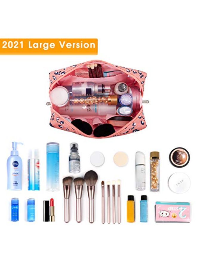 Narwey Makeup Bag Zipper Pouch Travel Cosmetic Organizer For Women And Girls (Large Leopard)  - Image 2