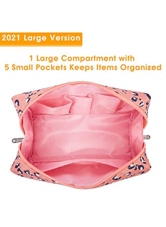 Narwey Makeup Bag Zipper Pouch Travel Cosmetic Organizer For Women And Girls (Large Leopard)  - Image 4