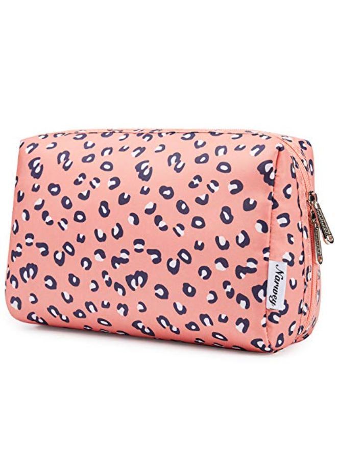 Narwey Makeup Bag Zipper Pouch Travel Cosmetic Organizer For Women And Girls (Large Leopard)  - Image 1
