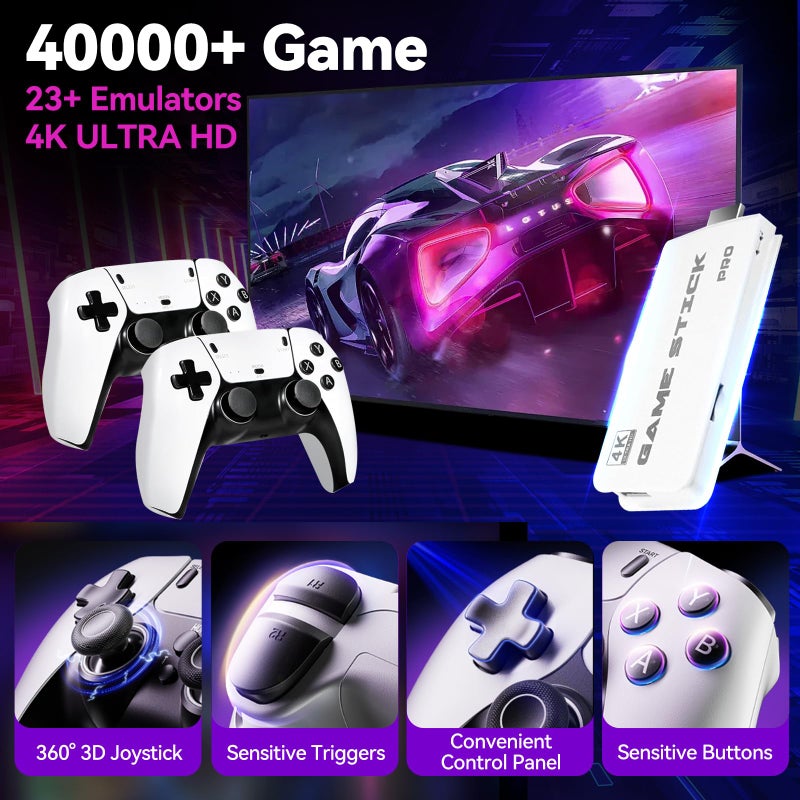 YunLone 2025 Upgraded Retro Gaming Console, 4K HDMI Video Game Consoles with 40,000+ Games & 23 Emulators, Plug and Play Video Gaming Stick (128G) - Image 4