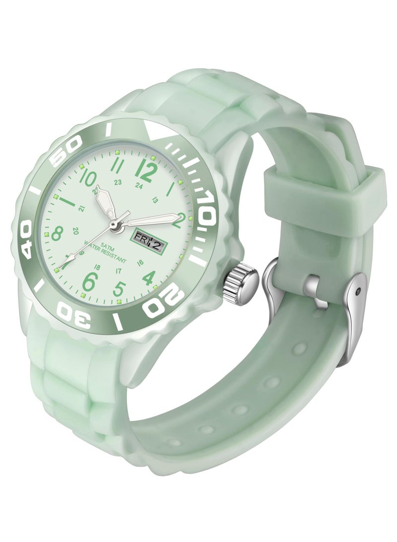 Captaintech Luminous Waterproof Silicone Wristwatch for Women with Military Time Calendar and Second Hand Ideal for Nurses and Outdoor Activities - Image 1
