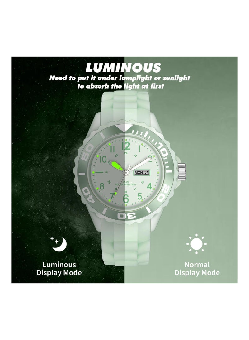 Captaintech Luminous Waterproof Silicone Wristwatch for Women with Military Time Calendar and Second Hand Ideal for Nurses and Outdoor Activities - Image 4
