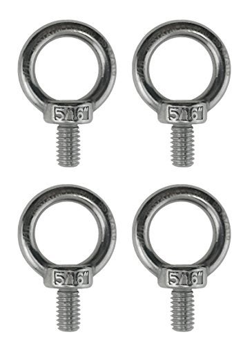 US STAINLESS 4 Pieces Stainless Steel 316 5/16" Lifting Eye Bolt 5/16" UNC Marine Grade Pitch of 18 - Image 1