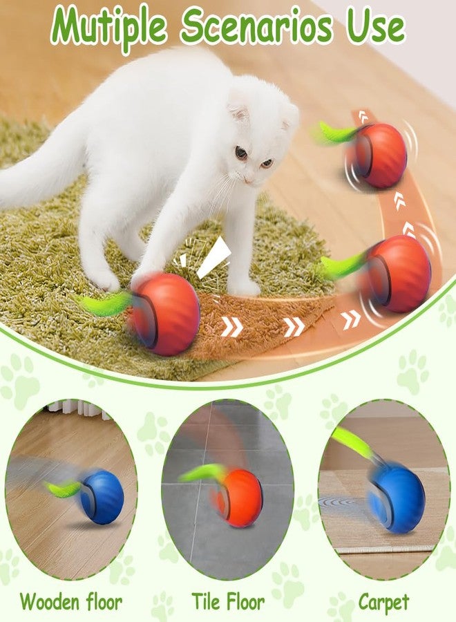 SORNEICDR Interactive Cat Toys for Indoor Cats, Smart Interactive Cat Toy Ball with Tail Automatic Kitten Toys for Bored Indoor Adult Cats Two Speed Adjustment (Orange) - Image 3