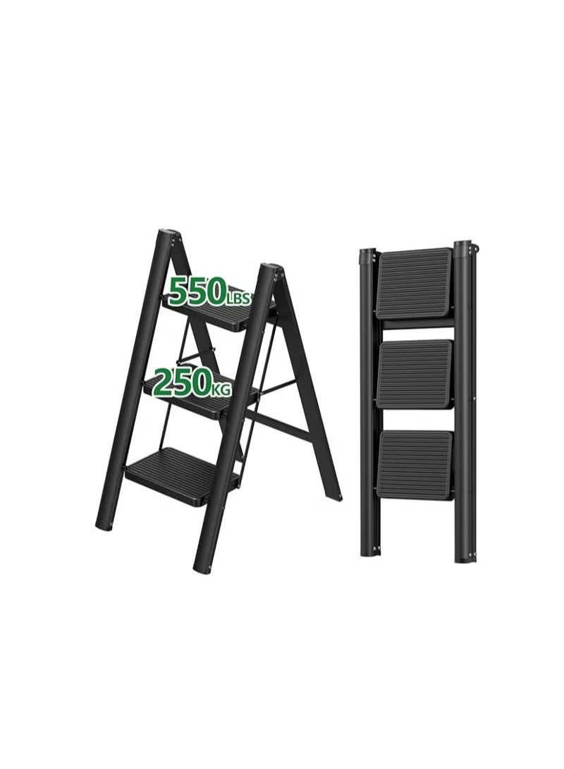 3-Step Folding Ladder – Sturdy and Lightweight Design, Easy to Store and Carry, Ideal for Home and Office Use, Safe Access to High Areas with Anti-Slip Steps for Stability and Safety - Image 2