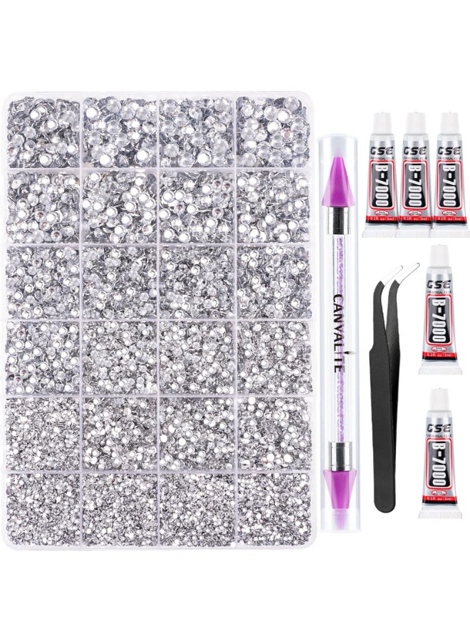 Canvalite 25000Pcs Resin Jelly Rhinestones for Crafting Clear Flatback Gems Bedazzling Crystal with 5Pcs 25g B7000 Jewelry Glues and Tweezers and Dotting Pen for DIY Crafts Clothing Shoes Nail Art - Image 2