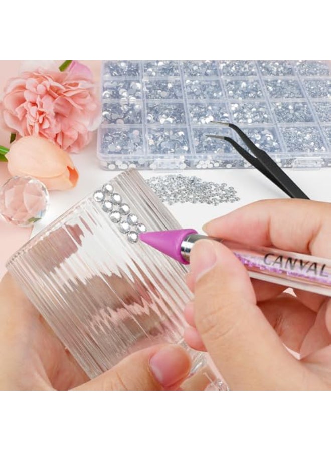 Canvalite 25000Pcs Resin Jelly Rhinestones for Crafting Clear Flatback Gems Bedazzling Crystal with 5Pcs 25g B7000 Jewelry Glues and Tweezers and Dotting Pen for DIY Crafts Clothing Shoes Nail Art - Image 3