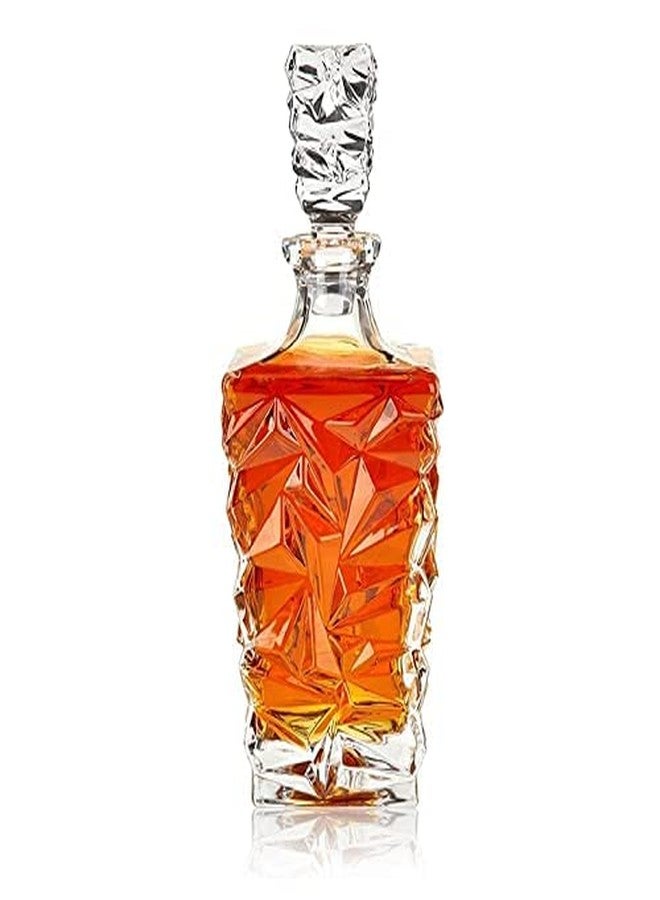 Vilon 850 ml Crystal Whiskey Decanter with Glass Stopper - Premium Spirit Decanter for Whisky, Scotch, Rum, Bourbon - Image 4