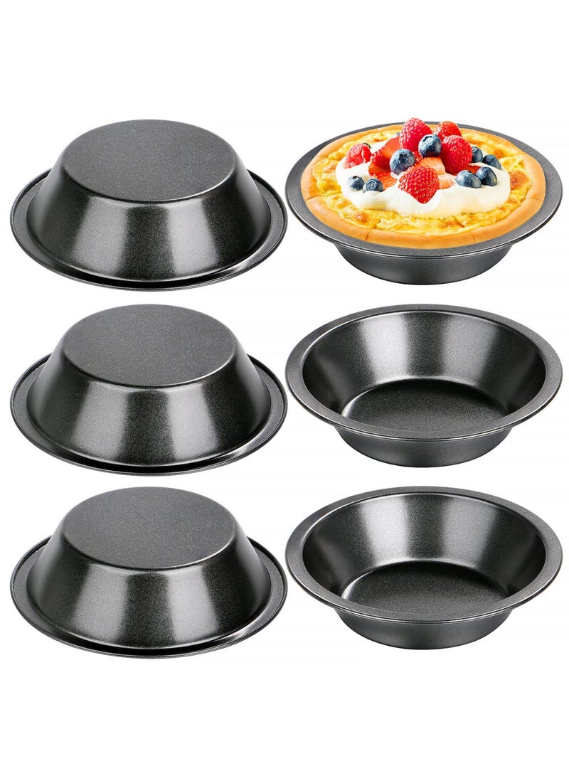 SYOSI SYOSI Round Mini Tart Tins Pie Dishes Quiche Pie Tart Tins Non-Stick Coating Quiche Baking Moulds Set of 6 (12.7x8x3cm) - Image 1