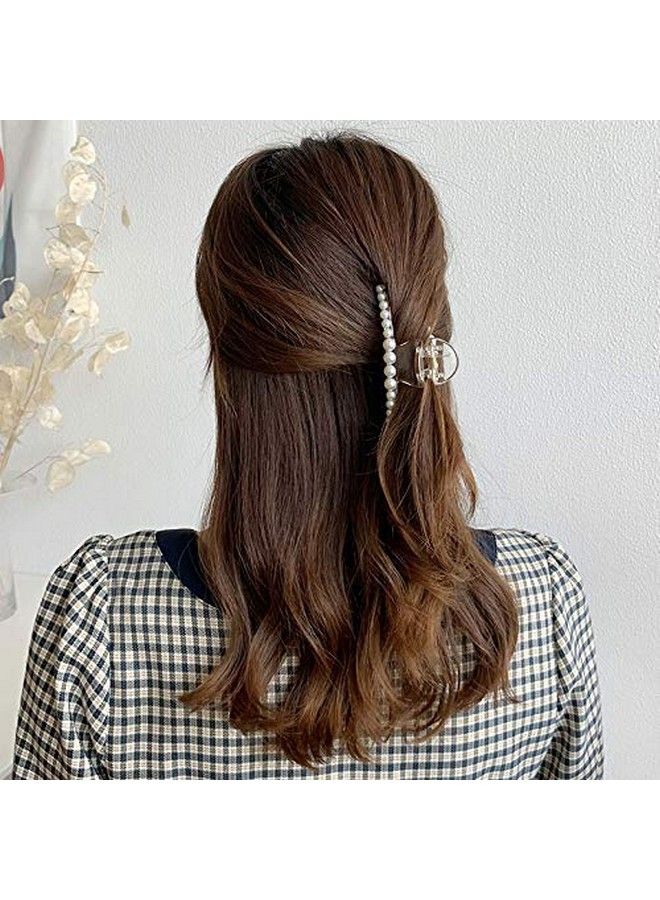 HOMEMATES 1 Pcs Large Pearl Hair Claw White Hair Clips Thick Long Hair Clutches Barrettes Hair Accessories For Women And Girls Hair Claw Thick Hair Claw Clamp Strong Hold (Style 2) - Image 4