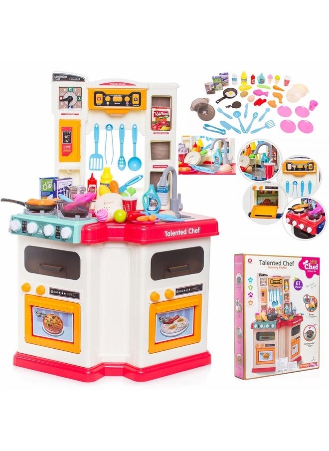 Toy Box - Talented Chef Pretend Beautiful Kitchen Play Set 67pcs Toy With Light And Sound - Image 1