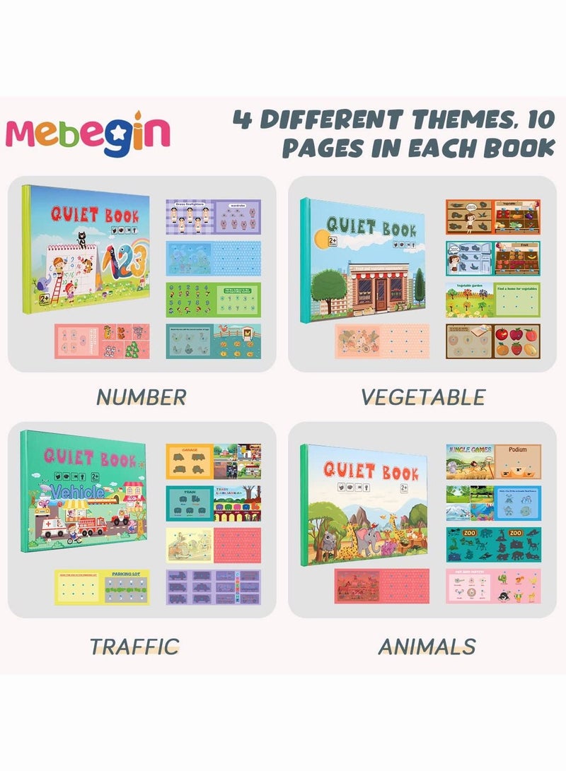 MEBEGIN Montessori Toys for Toddlers Busy Book for Kids Preschool Activity Binder Quiet Book 4 Pcs Set Early Educational Learning Book for Boys & Girls Develops Fine Motor Skills - Image 2