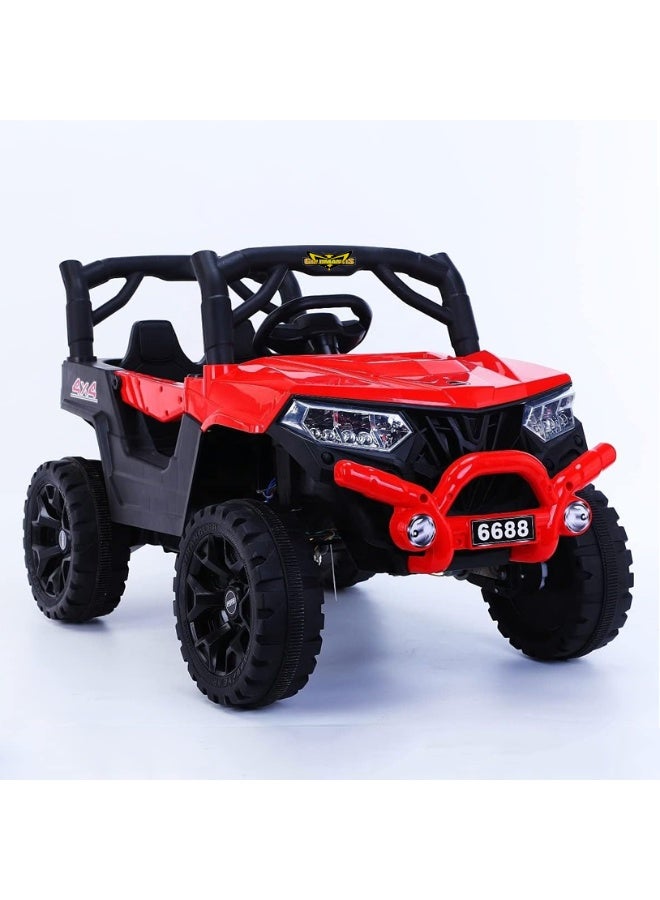 السرعوف الذهبية سيارة كهربائية للأطفال بنظام دفع رباعي (4WD) مخصصة للطرق الوعرة – سيارة مزودة بجهاز تحكم عن بُعد وخاصية التأرجح، وبطارية قابلة للشحن، وموسيقى، وأضواء LED (مناسبة للأطفال من عمر 3 سنوات فما فوق) - Image 1