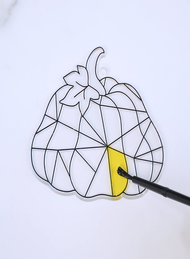 Winlyn 27 Sets Pumpkin Suncatchers DIY Window Paint Art Suncatchers Fall Pumpkin Craft Kits Autumn Pumpkin Sun Catchers for Kids Classroom Halloween Thanksgiving Art Activities - Image 5