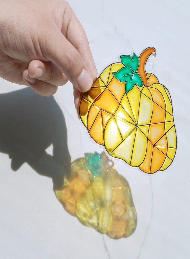 Winlyn 27 Sets Pumpkin Suncatchers DIY Window Paint Art Suncatchers Fall Pumpkin Craft Kits Autumn Pumpkin Sun Catchers for Kids Classroom Halloween Thanksgiving Art Activities - Image 3