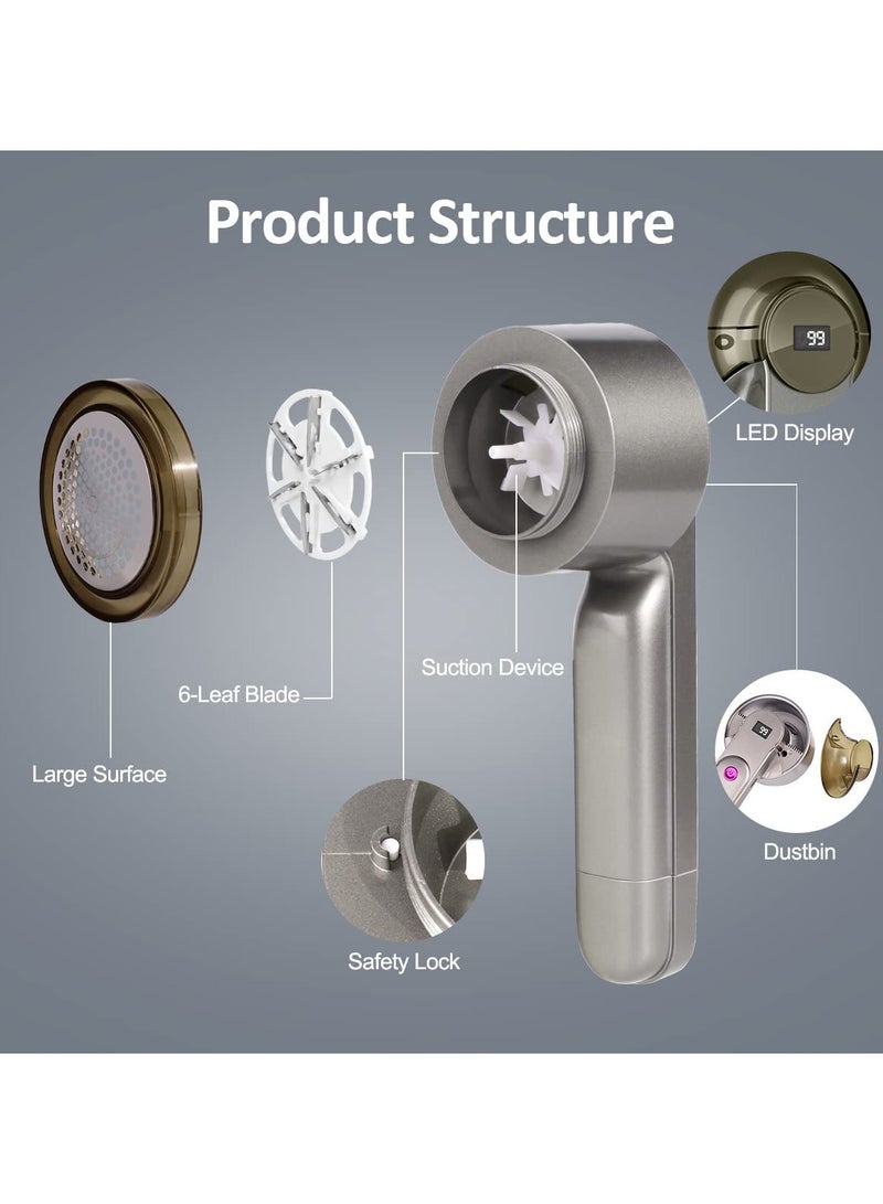 KASTWAVE SYOSI Rechargeable Fabric Shaver, Electric Lint Remover Shaver with LED Digital Display and 4 Replaceable 6-Leaf Blades, Removing Fuzz from Clothes, Sweater, Couch, Furniture, Carpets and Blanket - Image 2