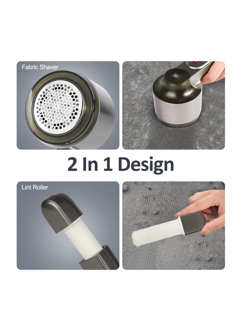 KASTWAVE SYOSI Rechargeable Fabric Shaver, Electric Lint Remover Shaver with LED Digital Display and 4 Replaceable 6-Leaf Blades, Removing Fuzz from Clothes, Sweater, Couch, Furniture, Carpets and Blanket - Image 3