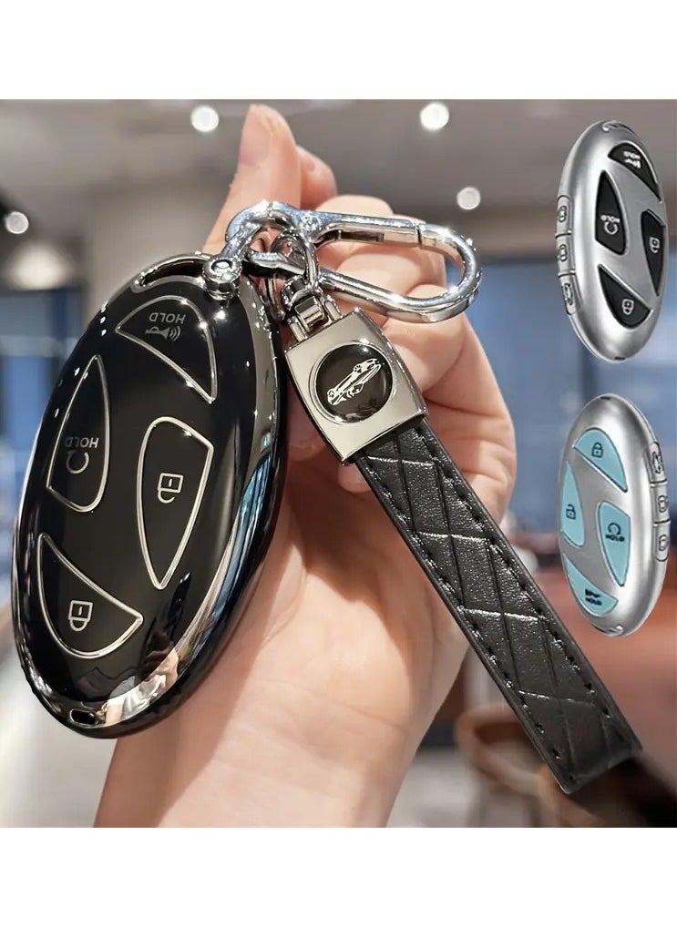 Protective Shell Case For Hyundai 2023-2024 Ioniq 6/Grandeur/GN7/KONA/Elantra/Sonata TPU Key Fob Cover with Keychain