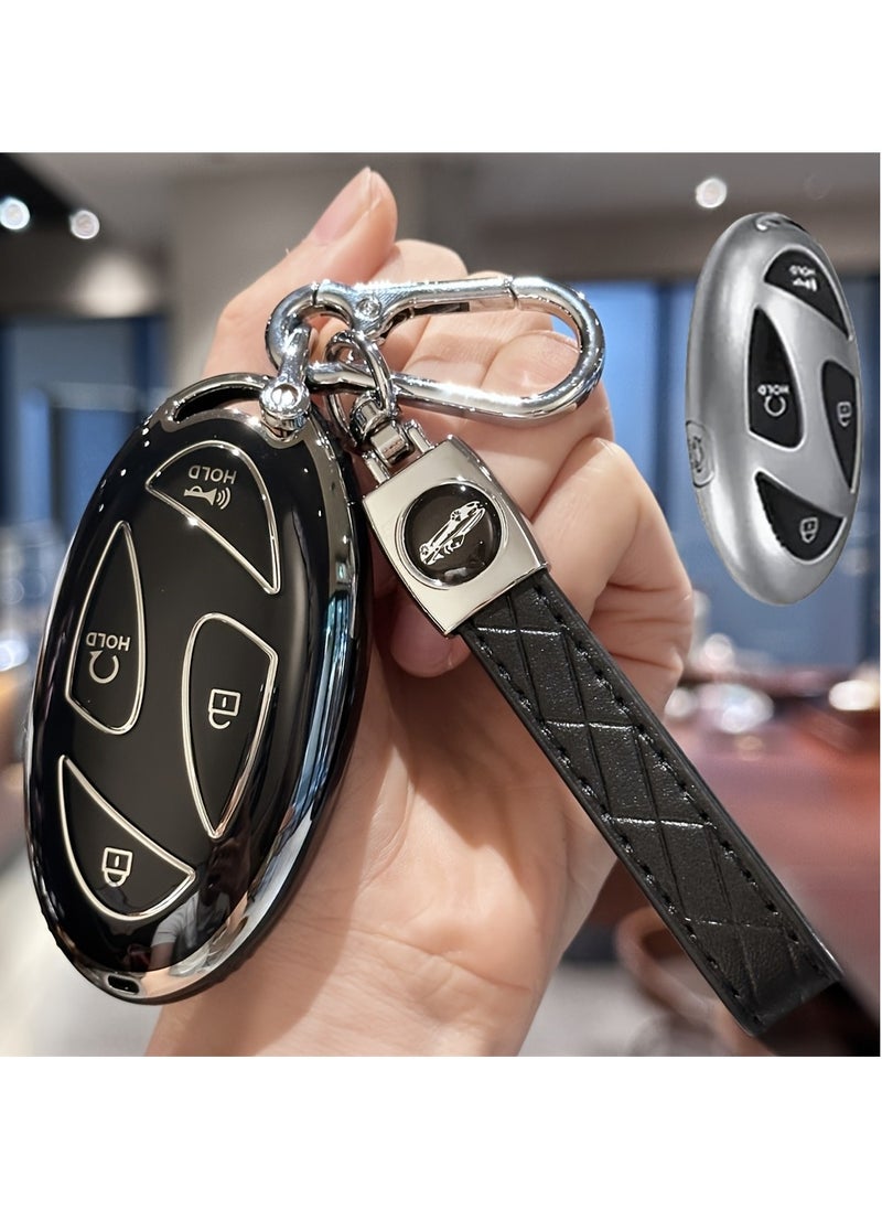 Protective Shell Case For Hyundai 2023-2024 Ioniq 6/Grandeur/GN7/KONA/Elantra/Sonata TPU Key Fob Cover with Keychain