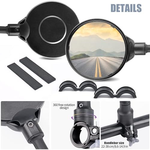 Newlight66 Bike Mirror, Adjustable Handlebar Rear View Mirrors For Mountain Road Bike Bicycle Electric Motorcycle (Black-2PC) - Image 5