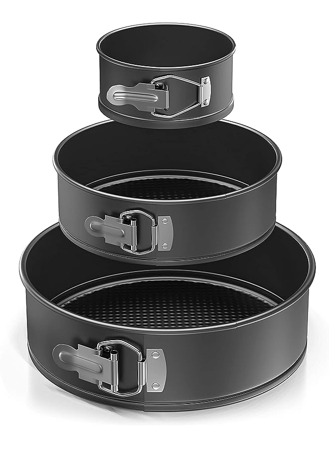 Cake Pan Set Of 3 (4 7 9 Inch) - Round Nonstick Baking Pans Spring Form For Cheesecake, Tier Wedding Cakes, And More - Removable Bottom, Leakproof Bakeware Sets With Small, Medium, Large